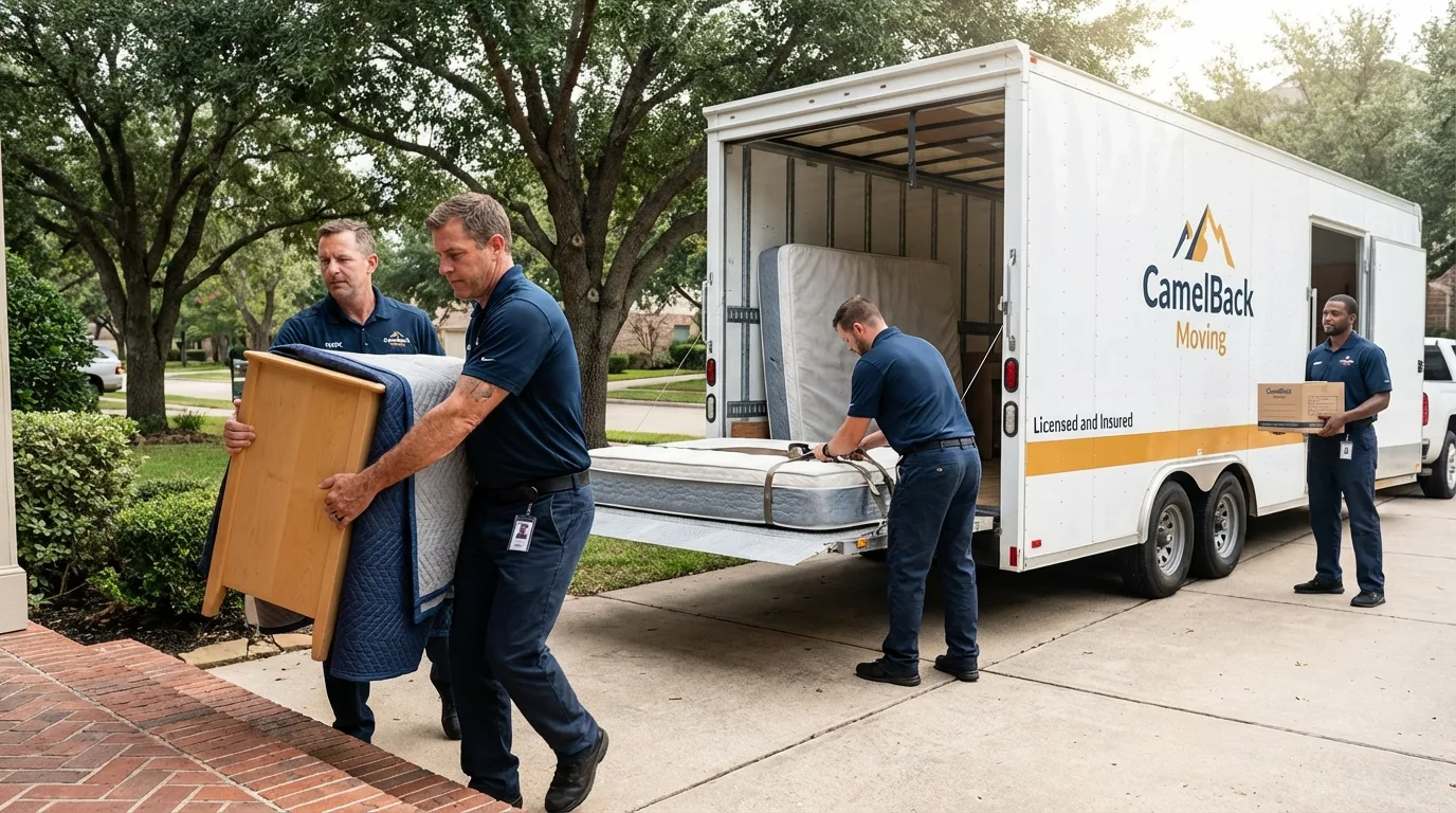 Crew loading residential truck for cross-state move from Grantsville, WV
