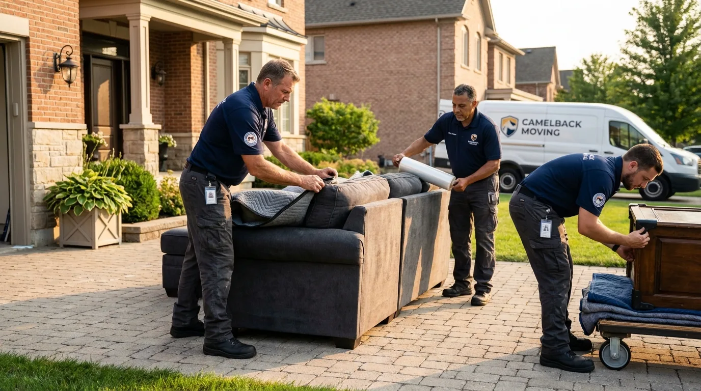 Large estate moving crew wrapping furniture in Grantsville, WV